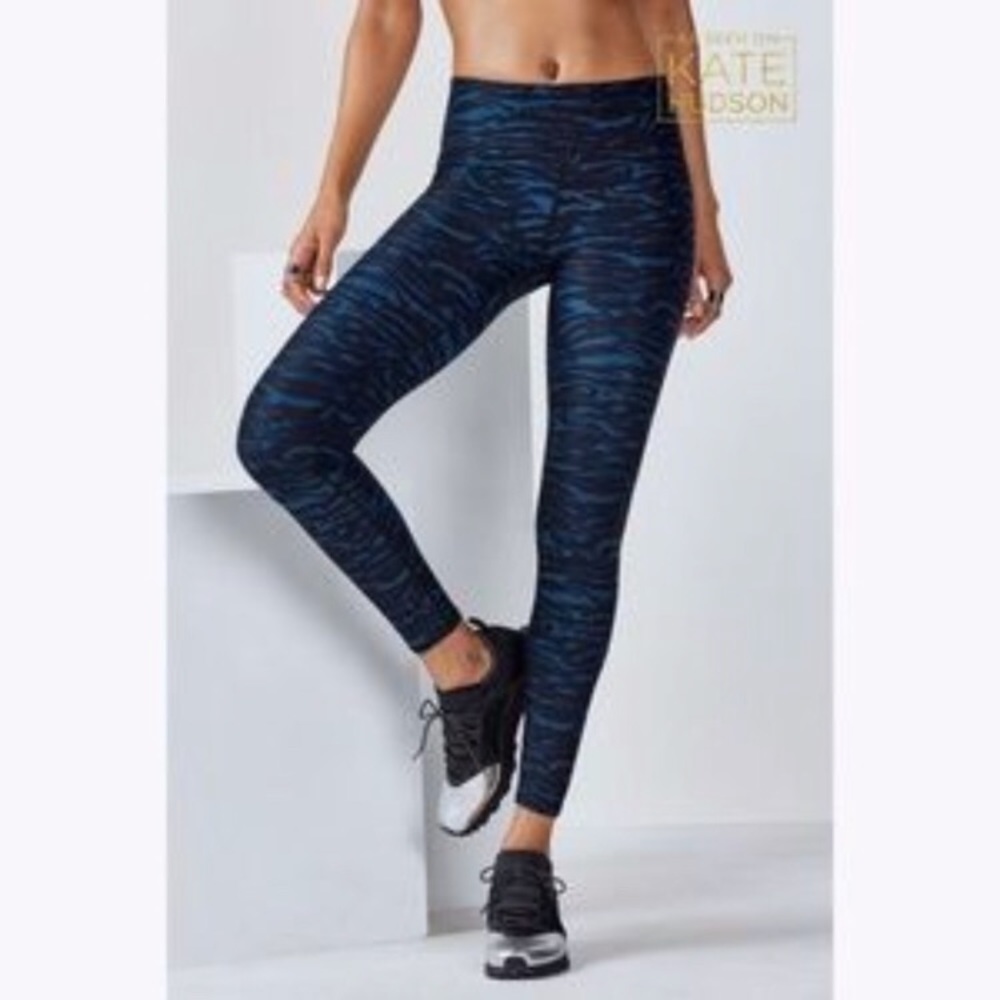 Fabletics blue zebra small mid rise tall leggings